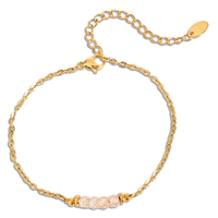 Bracelet Chaîne de Perles Colorées Délicates Style Gemme Dorée Facettée Minimaliste Empilable Bijoux Cadeau Design Personnalisé Prix Usine
