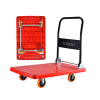 Carro de mano de plástico resistente, ruedas giratorias de 360 grados, camión de empuje plegable para plataforma de almacenamiento de carga de alta capacidad de peso