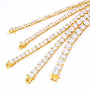 Joyería de Moissanita de Alta Calidad, Corte Brillante de 2-6 mm, Certificado GRA, Plata 925, Chapado en Oro Amarillo, Brazalete Estilo Tenis, Hip Hop, Unisex - Product Image 2