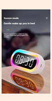 Jam malam Digital LED, jam Alarm kecil lampu RGB multifungsi Speaker