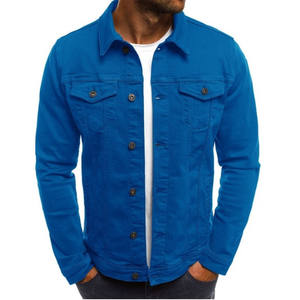 Blouson <span class=keywords><strong>Moto</strong></span> Homme Décontracté en Jean Tricoté Écologique 280g, Couleur Unie, Boutons sur le Devant – Tendance Automne, Fortement Recommandé - Product Image 4