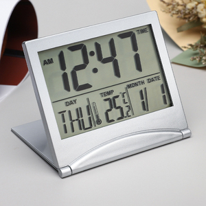 Bán Hot gấp bàn di động kỹ thuật số <span class=keywords><strong>LCD</strong></span> đồng hồ báo thức với lịch nhiệt độ LED có thể gập lại <span class=keywords><strong>Slim</strong></span> đồng hồ cho du lịch - Product Image 5