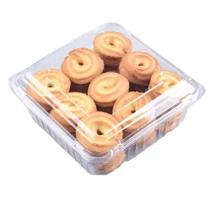 Factory Wholesale Transparent PET Blister Square Biscuit Containers Food Grade Plastic Packaging for Cakes and Desserts