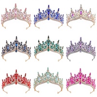 Diadème baroque européen multicolore avec strass, couronne scintillante en cristal, diadèmes creux de couleur unie, pointe supérieure, couronne de princesse