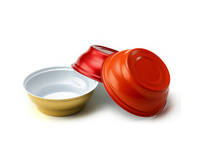 Bol rond en aluminium avec revêtement intérieur doré, anti-fuite, thermoscellable, impression offset, pour porridge de nid d'oiseau et aliments prêts à consommer