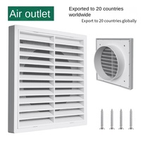 Grille d'aération extérieure inclinée à lamelles, protection contre le vent, sortie d'évacuation, grille de ventilation à gravité, en ABS, carrée, avec moustiquaire anti-insectes