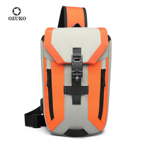<span class=keywords><strong>Ozuko</strong></span>-Bolso cruzado impermeable con Usb para hombre, <span class=keywords><strong>bandolera</strong></span> pequeña a la moda, para exteriores, 2023 - Product Image 1