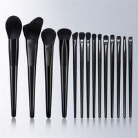 Ensemble de pinceaux de maquillage professionnels de haute qualité, personnalisables, avec manche en plastique tout-en-un, 14 pièces, formes multiples, couleur personnalisée