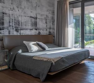 Mobilier italien de grande qualité King Size pour chambre à coucher minimaliste nordique moderne lit en cuir léger tufté de luxe européen - Product Image 3