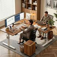 Bureau électrique d'angle en L moderne avec hauteur réglable
