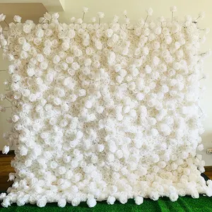 8ft x8ft tùy chỉnh 3D cuộn lên hoa trắng phông nền tường cho trang trí đám cưới
