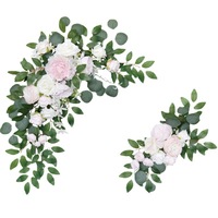 Décoration de mariage (lot de 2) : Guirlande de fond de scène, chevalet mural pour cérémonie et réception, décoration intérieure, entrée, soie vintage, décoration de table extérieure