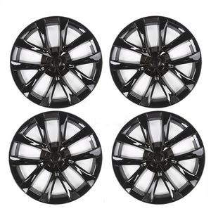 Juego de 4 Tapas de Rueda para Tesla Model 3 (2017-2023), <span class=keywords><strong>Tapacubos</strong></span> de 18 Pulgadas en Negro Mate, Estilo Araña, para Decoración de Automóviles - Product Image 1