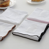 Serviettes de cuisine en coton et lin avec logo personnalisé, bordure multicolore, texture douce et froissée, pour usage quotidien, vente en gros