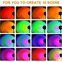 Lampe LED intelligente RGB effet coucher de soleil, projecteur USB, lumière d'ambiance murale, veilleuse avec télécommande sans fil, lampe de bureau