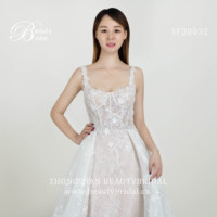Bretelles perlées en cristal et appliques de dentelle 3D robe de mariée silhouette de sirène robe de mariée avec jupe amovible