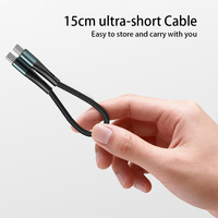 Câble USB-C 60W/100W/240W 5A ultra-court 15cm en nylon tressé pour charge rapide iPhone 15-17, ordinateur portable, cadeau portable