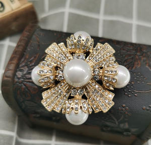 Broches de Perlas al por Mayor, Oferta Especial, Broche Retro de Lujo para Mujer, Broche de Aleación con Pedrería, Broches Cruzados - Product Image 2