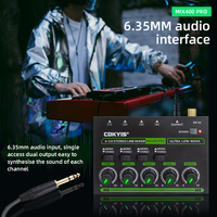 MIX400-PRO Mixeur de ligne stéréo 4 canaux avec éclairage RGB, en métal, à réduction de bruit, pour studio à domicile, KTV, carte son audio en direct, enregistreur et récepteur