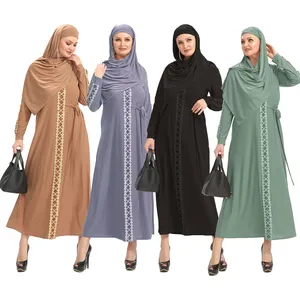 New Solid Color Oblique Pleated Dubai Muslim Ladies Long Elegant Abaya Dresses Women 2021 Muslim Dresses