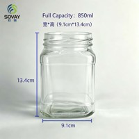 Stoples Kaca Persegi Leher Lebar 700ml, Wadah Kaca Kokoh Transparan untuk Penyimpanan di Dapur, Pengasinan Buah, dan Barang Kering