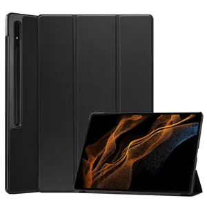 เคสอัจฉริยะหนัง PU กันกระแทกสำหรับ Samsung Galaxy Tab S9 SM-X910 14.6นิ้ว2023พับสไตล์อัตโนมัติ