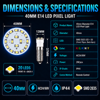 Ampoule LED de remplacement double face R/G/B/W/Y E14 SMD2835x20 AC24/60V IP44 40mm 2W pour manèges de fête foraine/carnaval OEM
