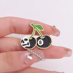 Al por mayor Pin esmaltado negro de 8 puntas de béisbol, Broches de calavera punk personalizados, Broches de cereza punk, Insignias de solapa, Joyería gótica, Regalo para amigos - Product Image 6