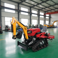 Rototiller de orugas de 35 HP con sistema de brazo hidráulico y transmisión por cadena, el más económico, para jardín, con accesorios