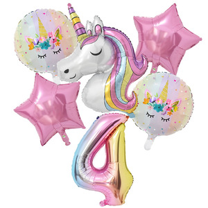 1 Juego de Globos de Unicornio Arcoíris de 32 Pulgadas, Globos de Número de Papel de Aluminio, Decoraciones para Fiestas de Cumpleaños con Temática de Unicornio para Niños, Globos para Baby Shower - Product Image 2