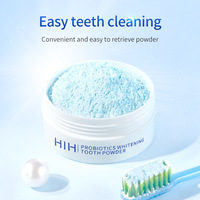 Poudre blanchissante pour les dents HIH Wholesale Yellow Removal Cleaning Teeth Stains Mint Flavor Fresh Breath Probiotics Brightening Teeth Powder