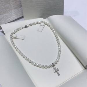 Collier en zircon micro-incrusté et perle d'eau douce, nouvelle arrivée automne-hiver, chaîne de clavicule rétro française avec nœud - Product Image 2