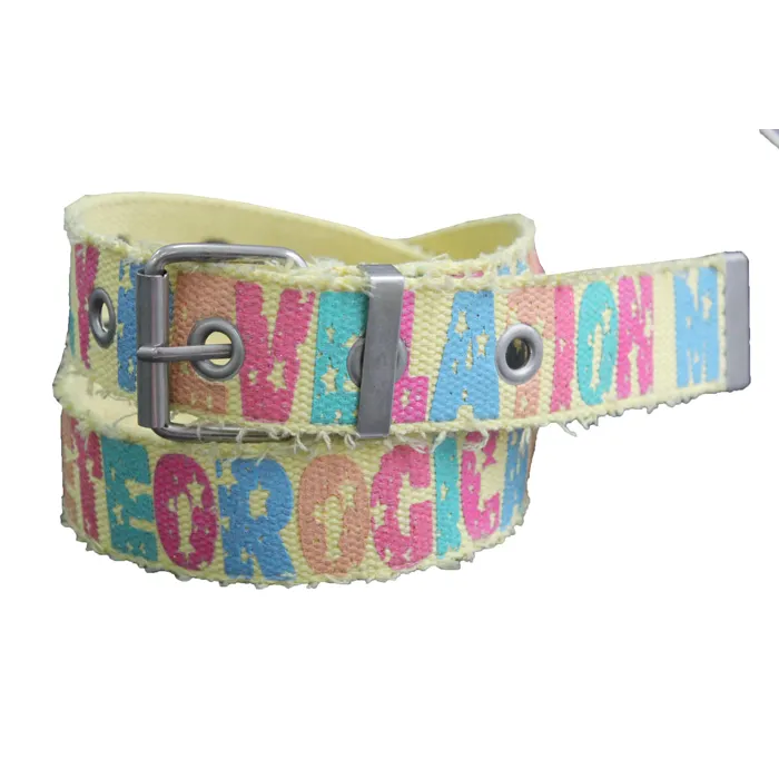 Yiwu BSCI fornitore cintura produttore fettuccia personalizzata cintura donna per signora stampa logo sulla cintura