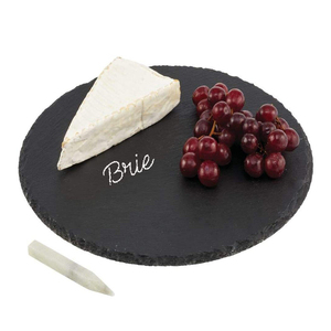 Vassoi e Piatti in Ardesia Nera Naturale Rotonda Diametro 20 x 0,6 cm per Servizio Catering e Presentazione Cibo - Product Image 1