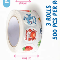 Autocollants animaux pour enfants de 2 à 4 ans 1500 PCS Bulk Pack 24 Designs (Farm/Ocean/Wild) Papier Motivational School Customized Color