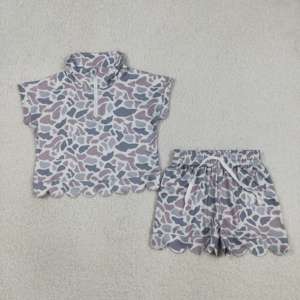Conjuntos de Ropa para Niñas RTS Boutique, Camuflaje de Caza, Flores de Jardín, Color Sólido, Estilo Hermana, Verano, Nuevo, Borde Festoneado - Product Image 3