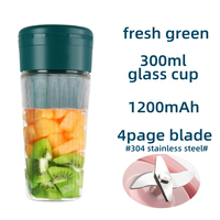 Blender électrique portable mini 380 ml à 4 lames, rechargeable par USB, bouteille d'eau, mixeur de fruits pour les voyages