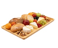 Plateau de service en bambou avec poignées Ottoman & Party Grande taille Plateau à thé en bois Plateau à fromage Plateau à café - 15x10 pouces