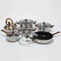 Ensemble de 12 ustensiles de cuisine en acier inoxydable, casseroles et poêles antiadhésives avec base en aluminium, pour la cuisine à domicile