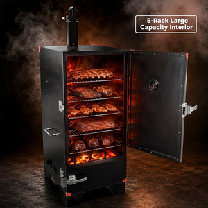 Parrilla de Metal de acero inoxidable OEM ahumador personalizado, parrilla ahumadora de paleta negra, parrillas ahumadoras de leña para barbacoa de camping al aire libre - Product Image 4