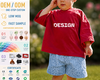 Kaos Anak Unisex Model Boxy Kasual Bahan Katun Tebal Bordir Custom OEM, Lengan Jatuh Oversize, Model Baggy