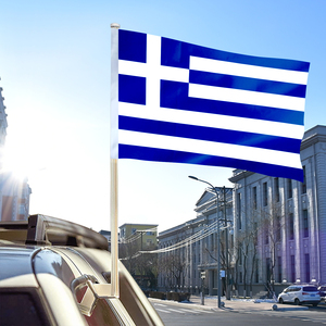 Fabricants en gros personnalisé 12*18 pouces 100% polyester drapeau de voiture durable drapeau de voiture <span class=keywords><strong>grec</strong></span> personnalisé - Product Image 3
