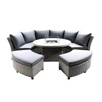 Modernes Design Outdoor-Garten Rattan-Sofa Komfortables Rundes Set mit Höhenverstellbarem Tisch für Innenhöfe & Hotels
