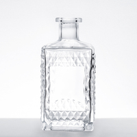 Bouteille à spiritueux carrée plate en verre de haute qualité 200 ml 20 cl, flacon transparent pour liqueur, rhum, whisky, gin, avec bouchon en liège