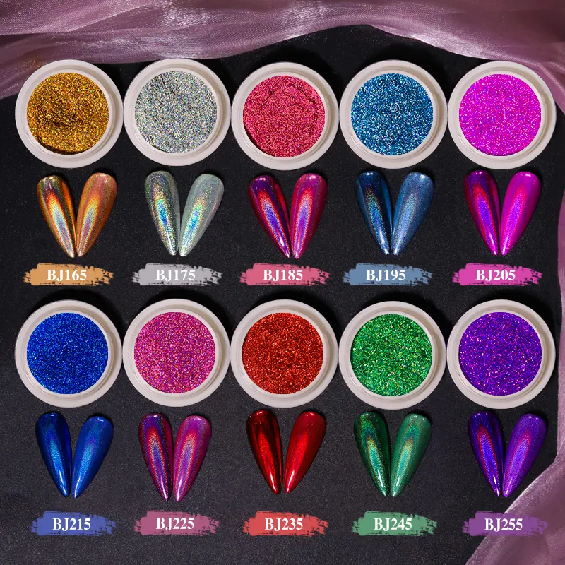 Poudre de chrome holographique pour la conception des ongles, collection holographique flakesummer d'ongles