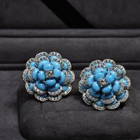 Ensemble de fleurs synthétiques bleu lapis-lavande et pivoine - Aiguille en argent S925 - Luxe, petite taille, tendance, fleurs élégantes
