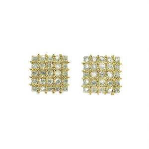 Orecchini a Perno E2446 in Oro Bianco con Cristalli Geometrici e Strass, Classici da Donna per Uso Quotidiano - Product Image 1