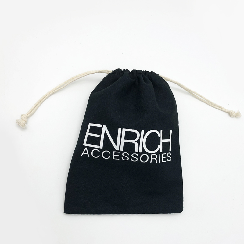 Маленькая Подарочная черная сумка из органического хлопка на шнурке