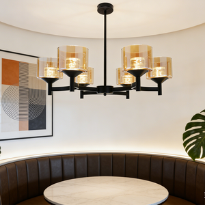 Lámpara Colgante LED de Estilo Rústico Negro con Múltiples Cabezales, Pantalla de Cristal Transparente, Lámpara Colgante de Hierro para Isla de Cocina, Comedor, Sala de Estar, Dormitorio - Product Image 2