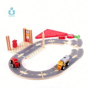 UDEAS Blocs de construction en bois colorés personnalisables pour enfants, vente en gros, <span class=keywords><strong>pas</strong></span> <span class=keywords><strong>cher</strong></span>, avec station-service et piste de jeu - Product Image 5